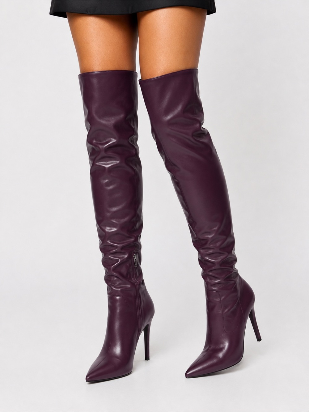 Azalea Wang Burgundy Thigh High Stiletto Boots NIB Size 6.5, 7.5